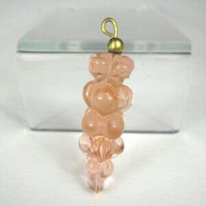 Grape Cluster Pendant ONLY Goldtone Clear Pink Plastic 1.6 inch Jewelry